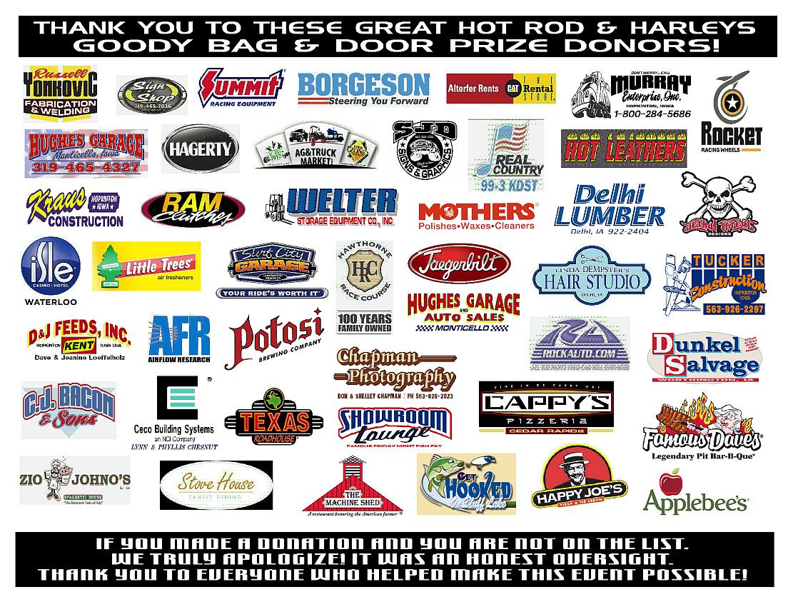 Goody Bags & Door Prizes Hot Rods and Harleys Car Show